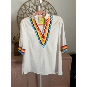 Women's‎ Mazila White Rainbow Blouse Size S
